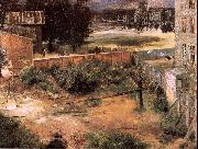 Adolph von Menzel Rear of House and Backyard oil